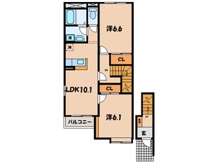 岬町 徒歩8分 2階の物件間取画像